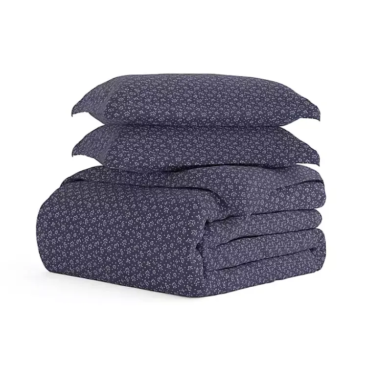 Kirklands Home Navy Elegant Floral 3-pc. Queen Duvet Cover Set Blue Discount