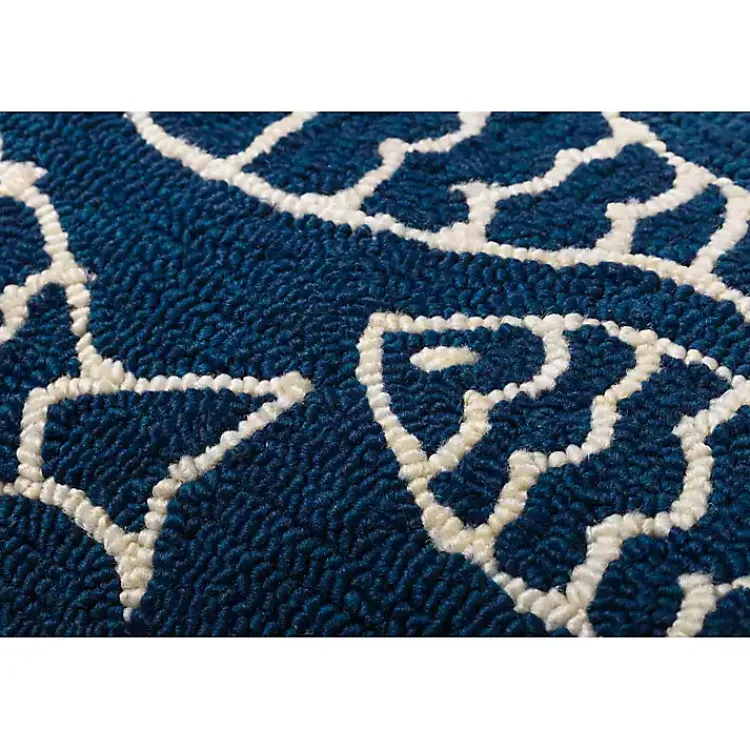 Kirklands Home Navy Embroidered Fish Outdoor Lumbar Pillow Sale