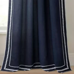 Kirklands Home Navy Embroidered Ric Rac Curtain Panel, 84 in. Blue Online