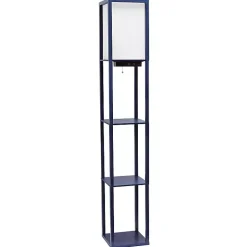 Kirklands Home Navy Etagere Shelf Charging Floor Lamp Blue Discount