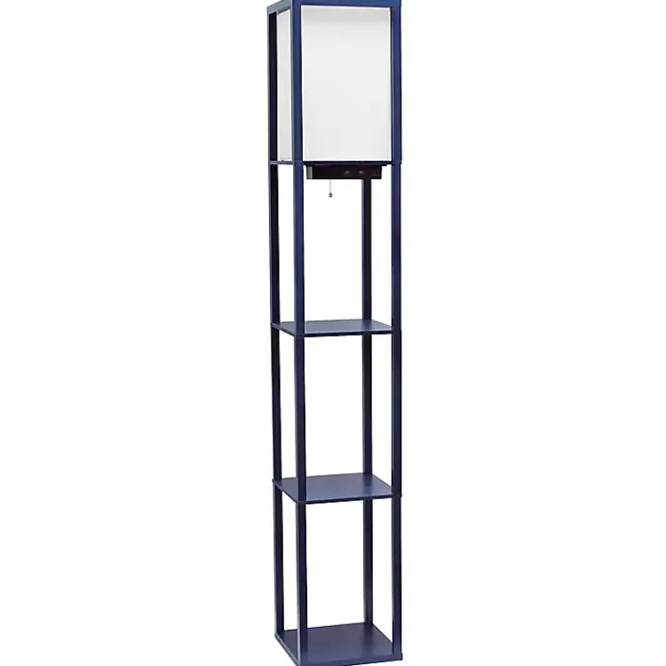 Kirklands Home Navy Etagere Shelf Charging Floor Lamp Blue Discount