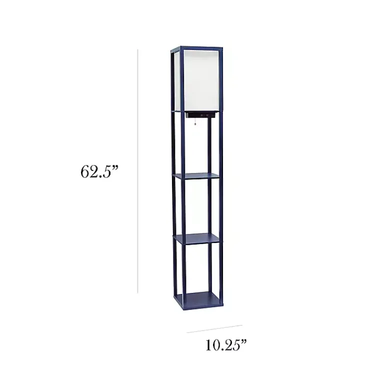 Kirklands Home Navy Etagere Shelf Charging Floor Lamp Blue Discount