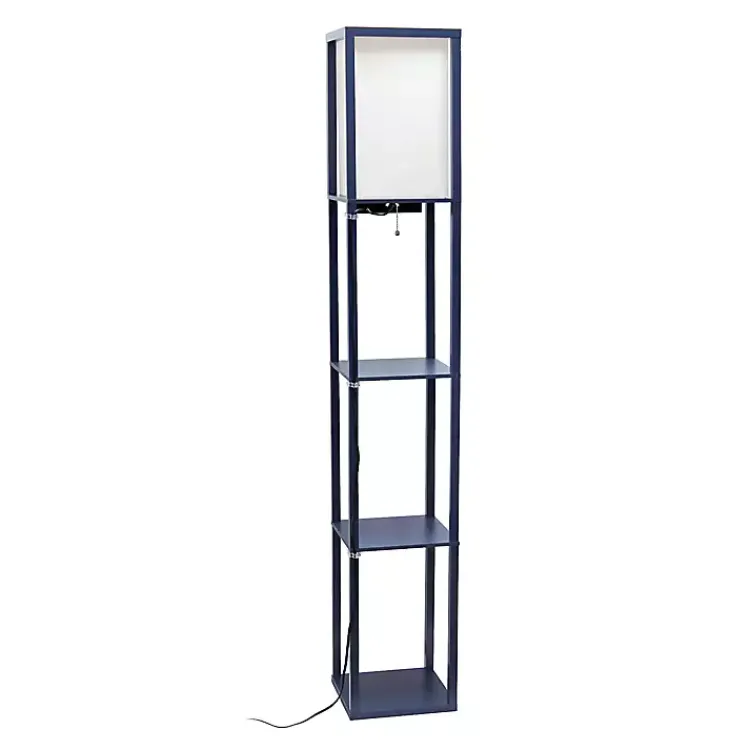 Kirklands Home Navy Etagere Shelf Charging Floor Lamp Blue Discount