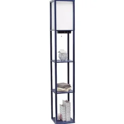 Kirklands Home Navy Etagere Shelf Charging Floor Lamp Blue Discount