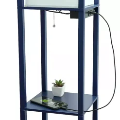 Kirklands Home Navy Etagere Shelf Charging Floor Lamp Blue Discount