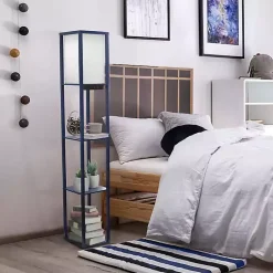 Kirklands Home Navy Etagere Shelf Charging Floor Lamp Blue Discount
