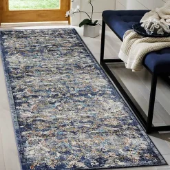 Kirklands Home Navy Faded Floral Area Rug, 2x9 Best