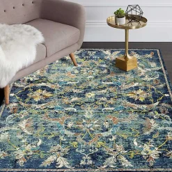 Kirklands Home Navy Faded Floral Area Rug, 5x8 Clearance