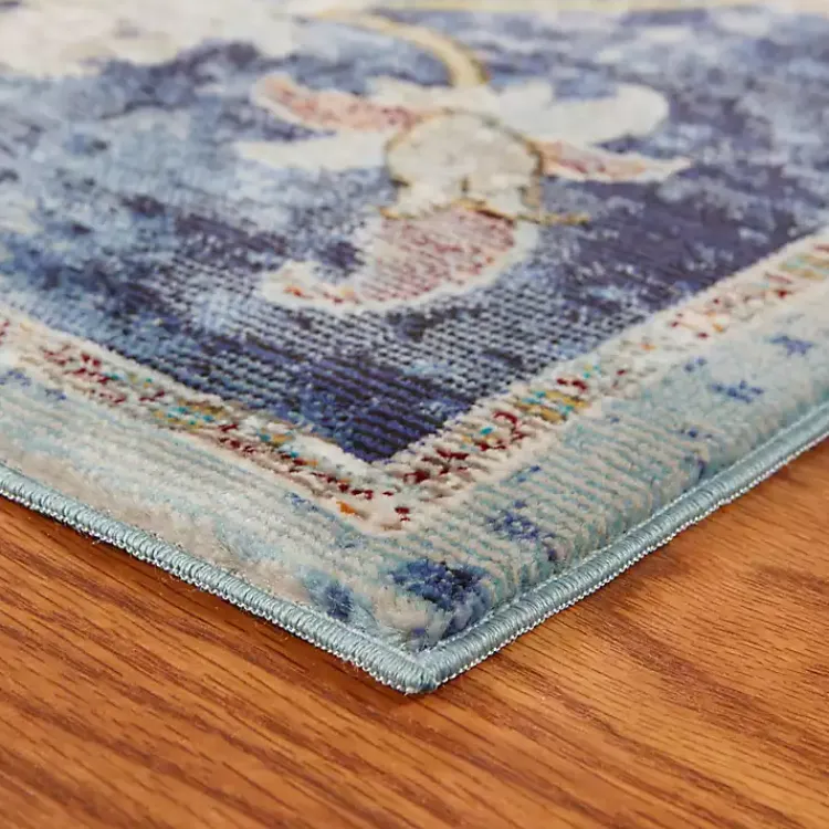 Kirklands Home Navy Faded Floral Area Rug, 5x8 Clearance