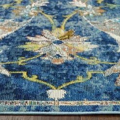 Kirklands Home Navy Faded Floral Area Rug, 5x8 Clearance