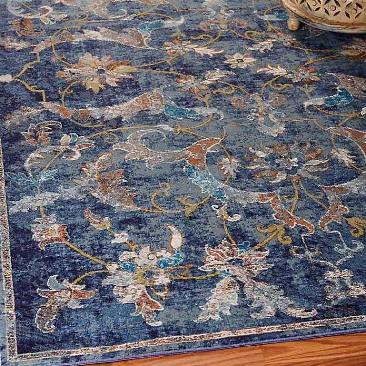 Kirklands Home Navy Faded Floral Area Rug, 5x8 Clearance