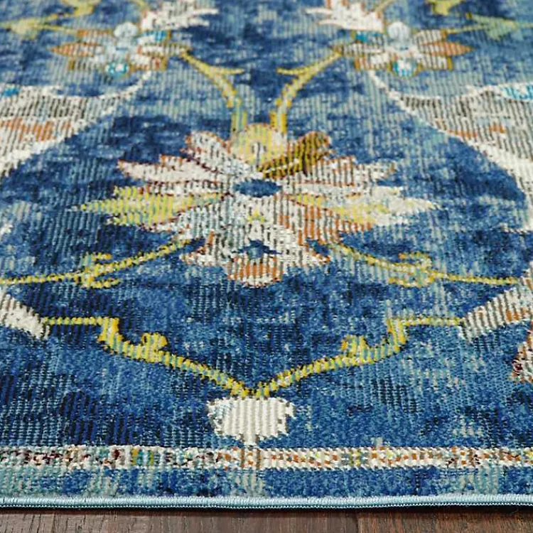 Kirklands Home Navy Faded Floral Area Rug, 8x10 New