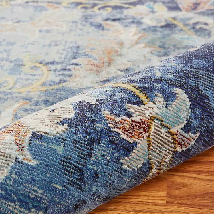 Kirklands Home Navy Faded Floral Area Rug, 8x10 New