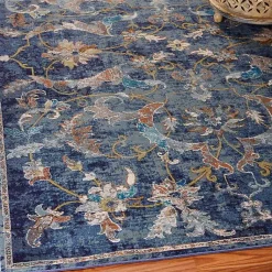 Kirklands Home Navy Faded Floral Area Rug, 8x10 New