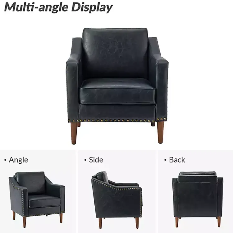 Kirklands Home Navy Faux Leather Bonita Accent Chair Blue Sale