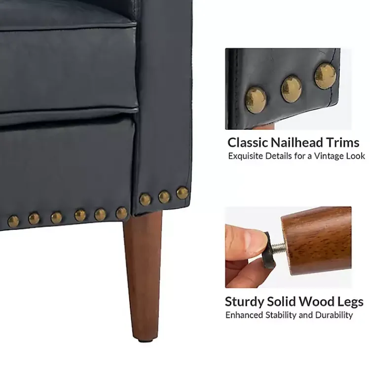 Kirklands Home Navy Faux Leather Bonita Accent Chair Blue Sale