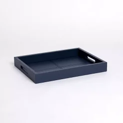 Decorative Trays>Kirklands Home Navy Faux Leather Decorative Tray Blue
