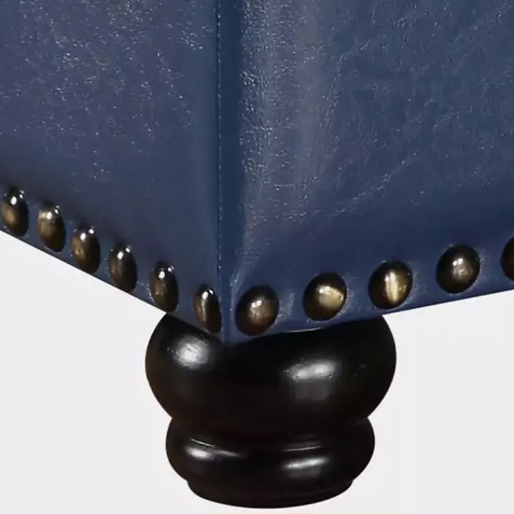 Kirklands Home Navy Faux Leather Jessy Storage Ottoman Blue Discount