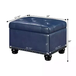 Kirklands Home Navy Faux Leather Jessy Storage Ottoman Blue Discount