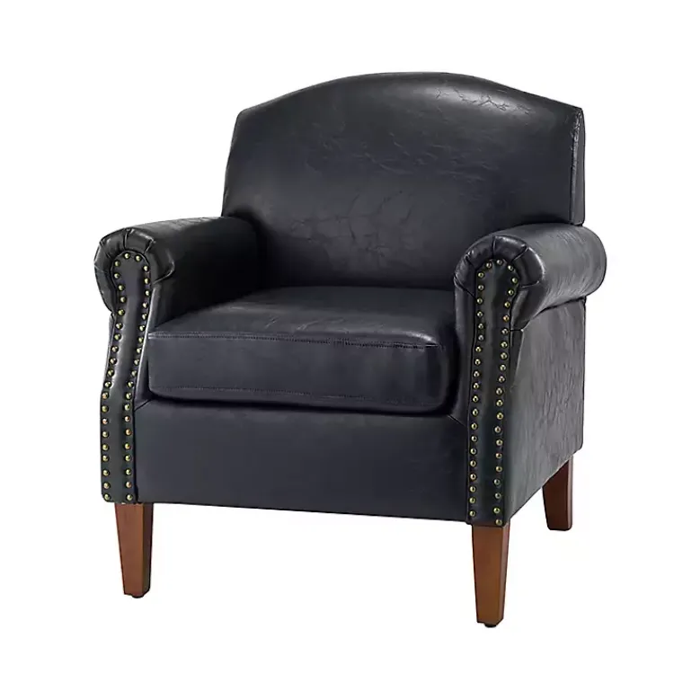 Kirklands Home Navy Faux Leather Nailhead Taylor Armchair Blue Online