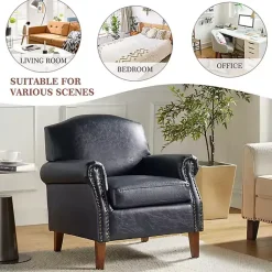 Kirklands Home Navy Faux Leather Nailhead Taylor Armchair Blue Online