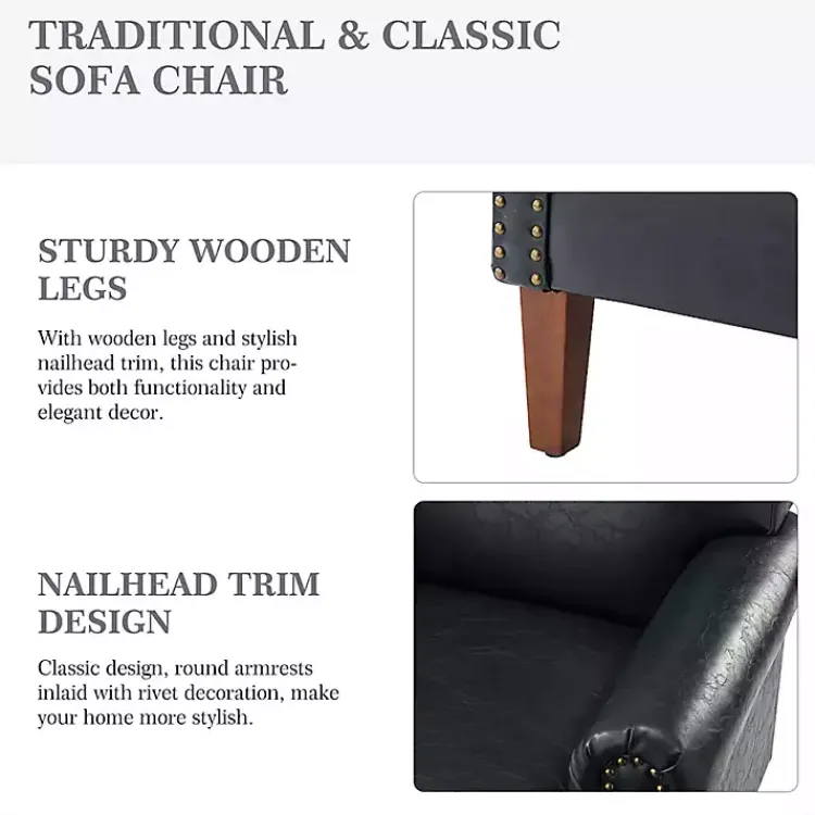 Kirklands Home Navy Faux Leather Nailhead Taylor Armchair Blue Online