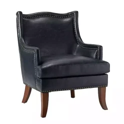 Kirklands Home Navy Faux Leather Wingback Accent Chair Blue Sale