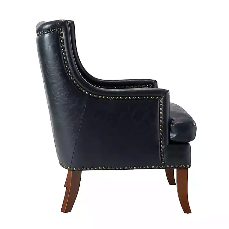 Kirklands Home Navy Faux Leather Wingback Accent Chair Blue Sale