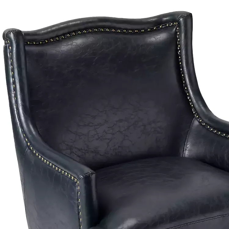 Kirklands Home Navy Faux Leather Wingback Accent Chair Blue Sale