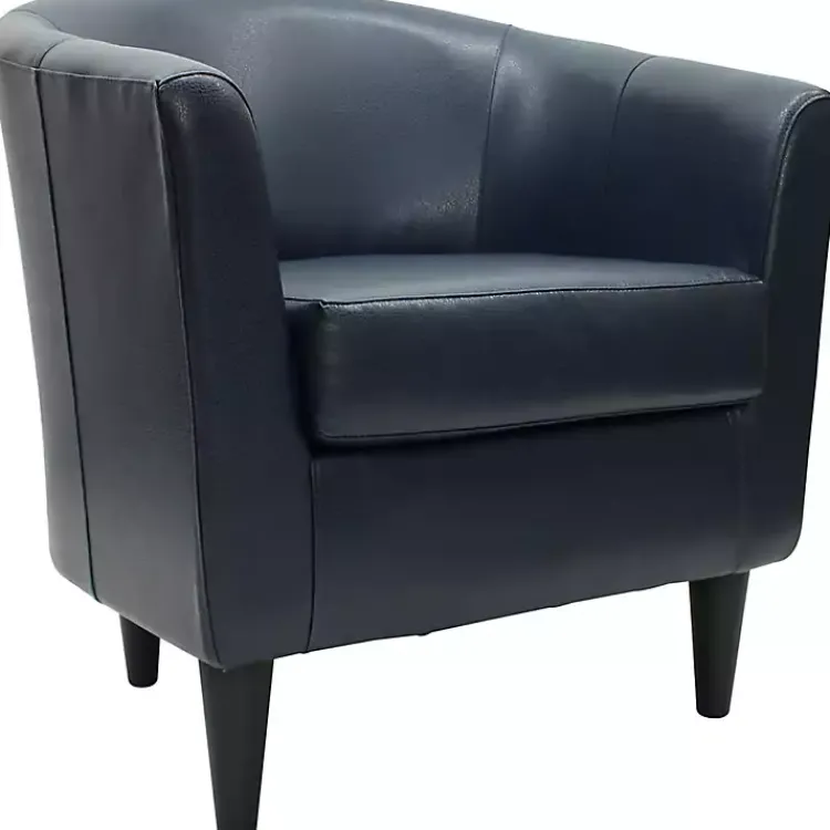 Kirklands Home Navy Faux Leather Winslow Accent Chair Blue Hot