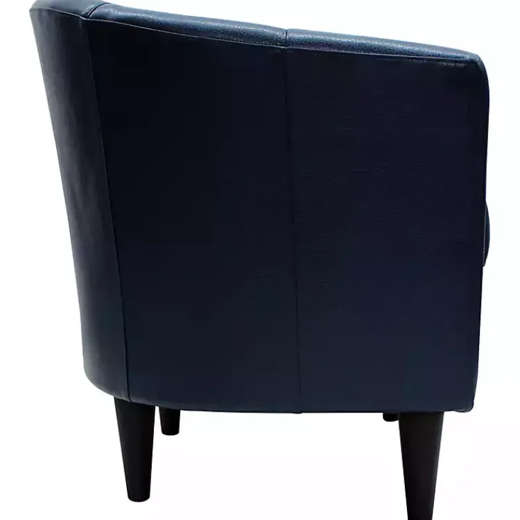 Kirklands Home Navy Faux Leather Winslow Accent Chair Blue Hot