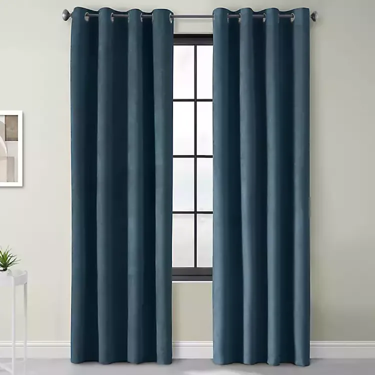 Kirklands Home Navy Faux Suede Blackout Curtain Panel, 108 in. Blue Clearance