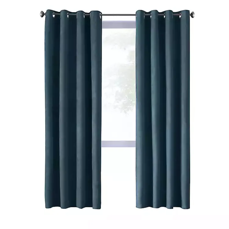 Kirklands Home Navy Faux Suede Blackout Curtain Panel, 63 in. Blue Outlet