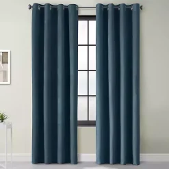 Kirklands Home Navy Faux Suede Blackout Curtain Panel, 84 in. Blue