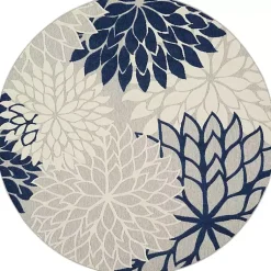 Kirklands Home Navy Floral Burst Round Outdoor Area Rug, 7x7 Online