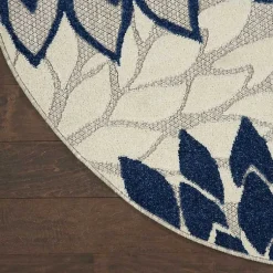 Kirklands Home Navy Floral Burst Round Outdoor Area Rug, 7x7 Online