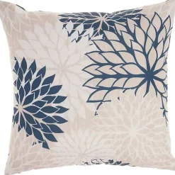 Kirklands Home Navy Floral Chevron Outdoor Throw Pillow Blue Online