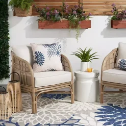 Kirklands Home Navy Floral Chevron Outdoor Throw Pillow Blue Online