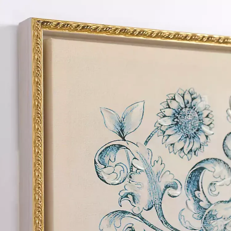 Kirklands Home Navy Floral Framed Canvas Art Prints, Set of 3