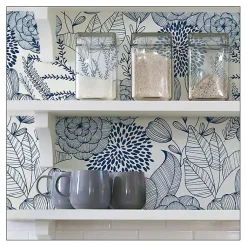 Kirklands Home Navy Floral Garden Peel & Stick Wallpaper Blue New