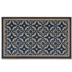 Kirklands Home Navy Floral Pattern Doormat