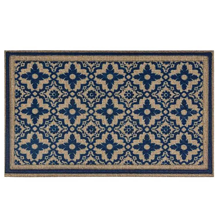 Kirklands Home Navy Floral Pattern Doormat