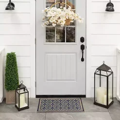 Kirklands Home Navy Floral Pattern Doormat
