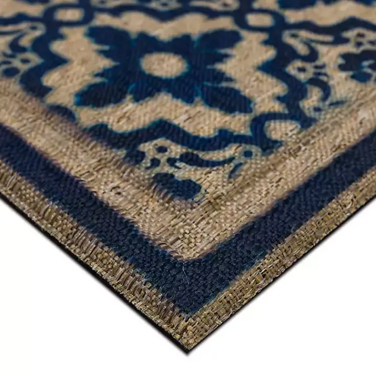 Kirklands Home Navy Floral Pattern Doormat