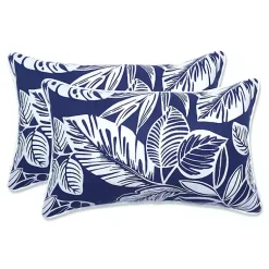 Kirklands Home Navy Foliage 2-pc. Outdoor Lumbar Pillows, 18 in.