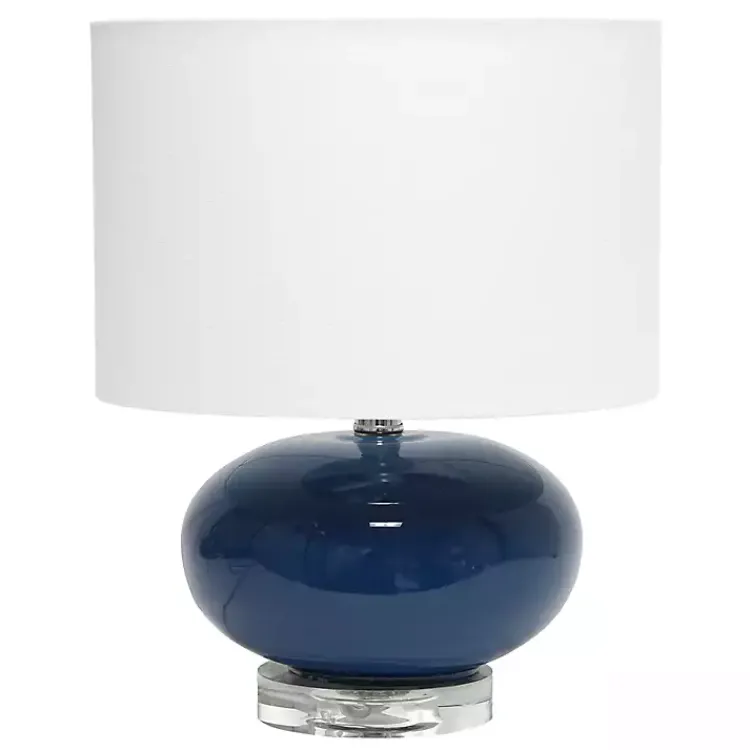Kirklands Home Navy Glass Short Oval Table Lamp Blue