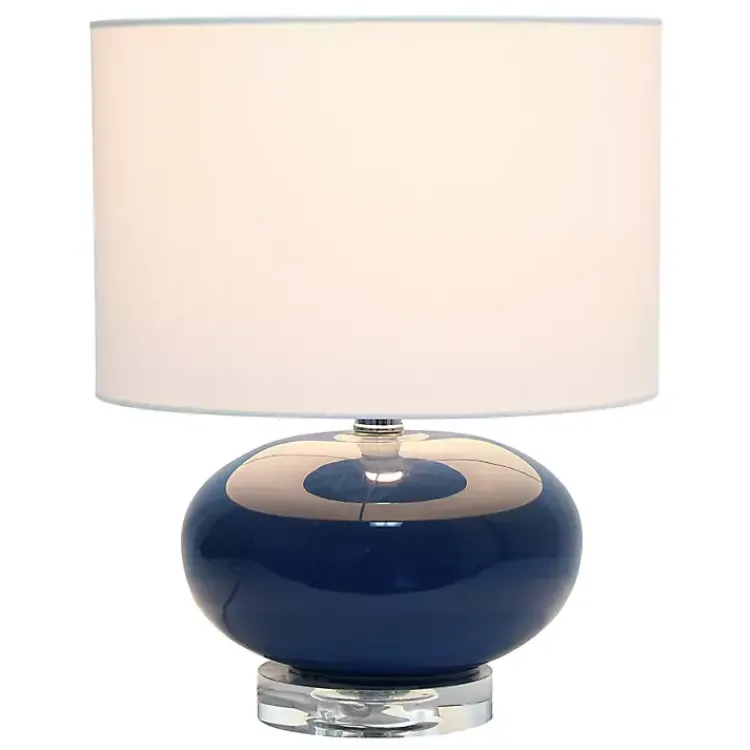 Kirklands Home Navy Glass Short Oval Table Lamp Blue