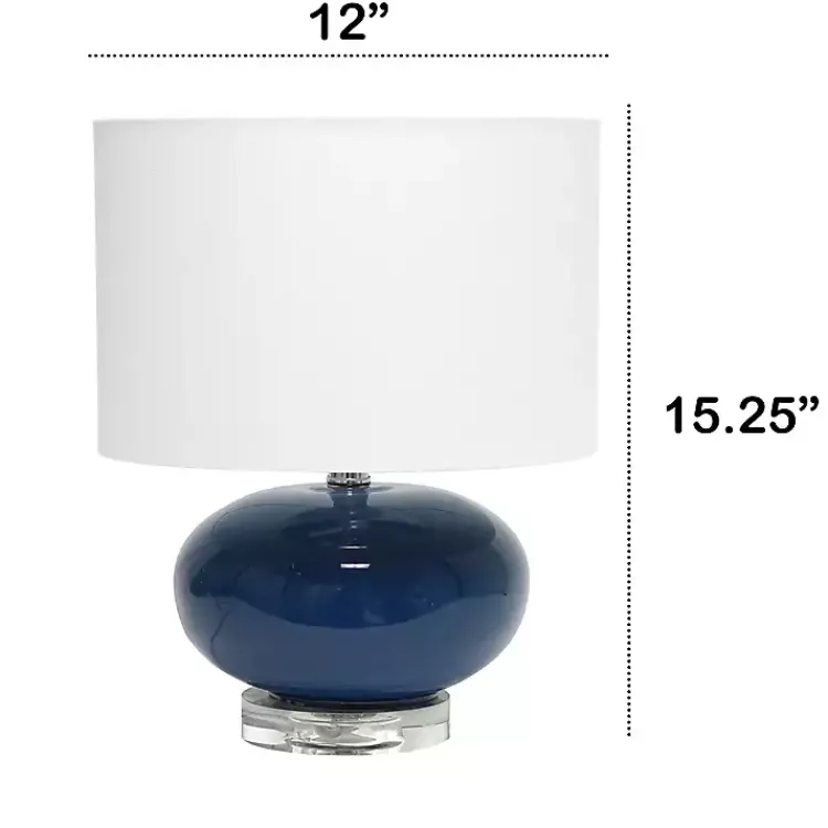Kirklands Home Navy Glass Short Oval Table Lamp Blue