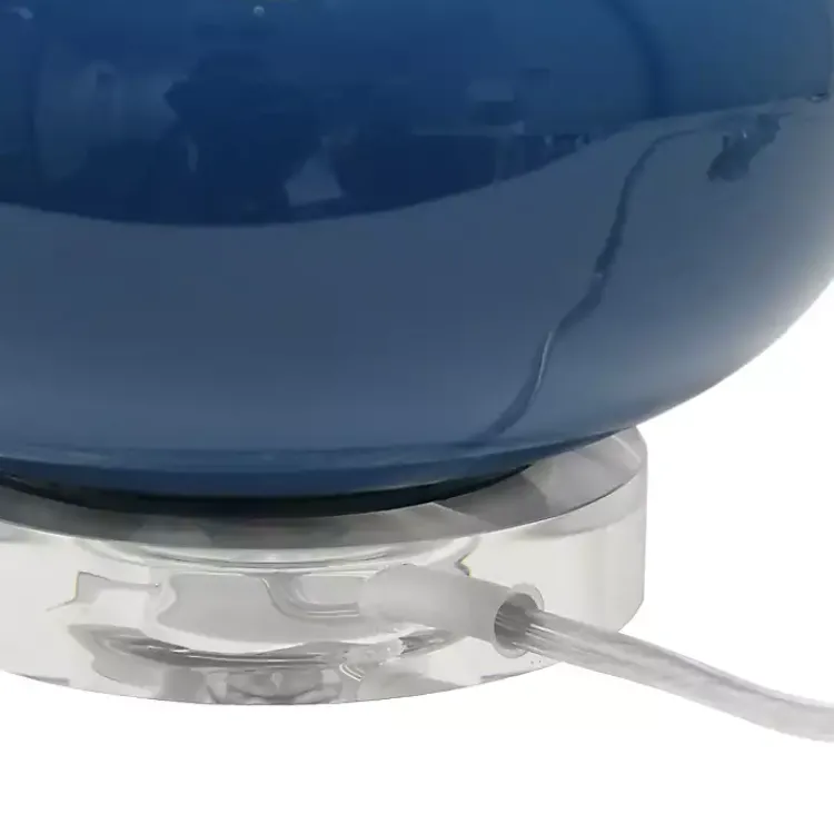 Kirklands Home Navy Glass Short Oval Table Lamp Blue