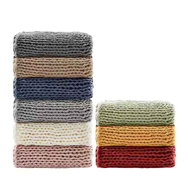 Blankets & Throws>Kirklands Home Navy Hand Made Chunky Double Knit Throw Blanket Blue